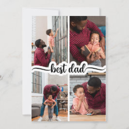 Tarjeta Pequeña Mejor Papá Collage Personalizado de 4 Fotos