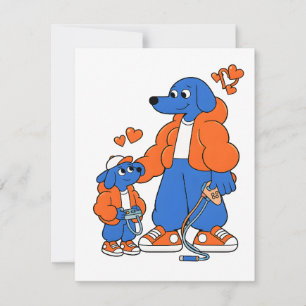 Tarjeta Pequeña Mejores amigos: dúo de perro azul padre e hijo (Na