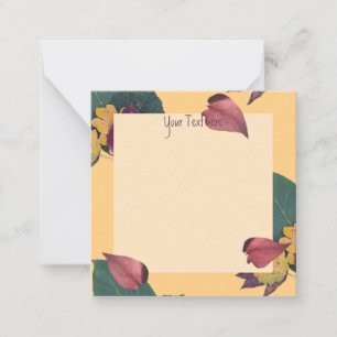 Tarjeta Pequeña Melocotón floral y hojas verdes