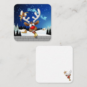Tarjeta Pequeña Meme Divertido de Navidad de Reno Espiando