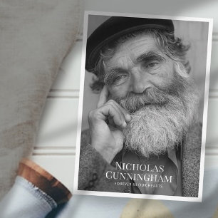 Tarjeta Pequeña Memorial Funeral Classic Simple Photo and Message