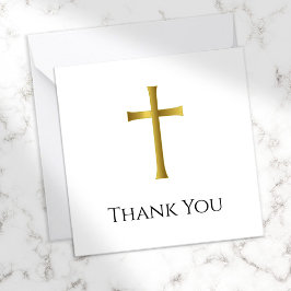 Tarjeta Pequeña Memorial Gold Cross Funeral Compact