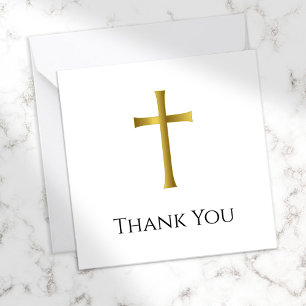 Tarjeta Pequeña Memorial Gold Cross Funeral Compact