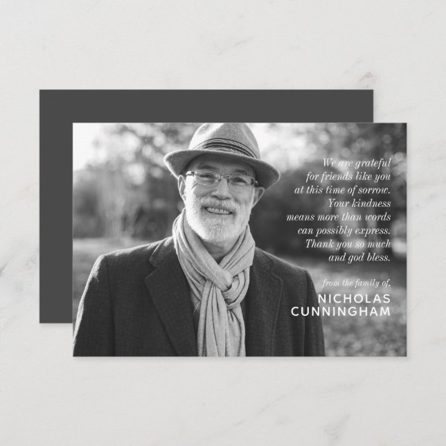 Tarjeta Pequeña Memorial Personalizado elegante moderno foto y men (Anverso / Reverso)