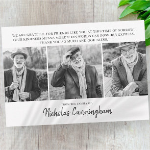 Tarjeta Pequeña Memorial Three Custom Photo and Message Thank You