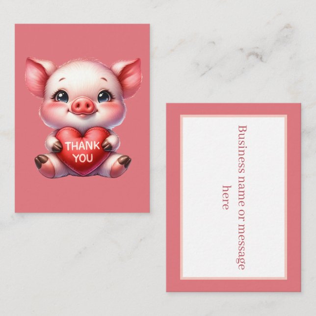 Tarjeta Pequeña Mensaje de agradecimiento al cerdo (Anverso / Reverso)