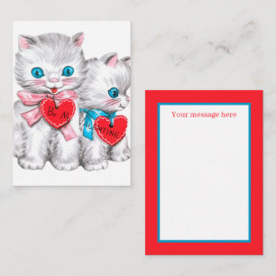 Tarjeta Pequeña mensaje retro vintage Valentine cats