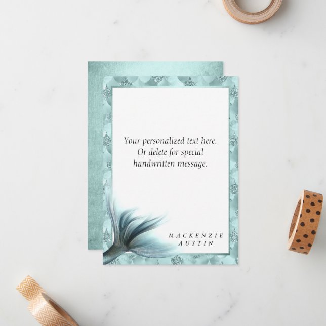 Tarjeta Pequeña Mermaid Luxe | Personalizado de la Casa de la Mone (Anverso/Reverso In Situ)