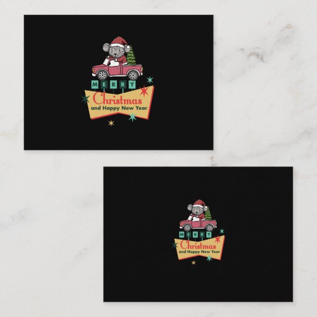 Tarjeta Pequeña Merry Christmas and Happy New Year (Anverso / Reverso)