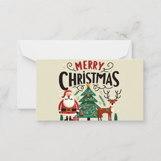 Tarjeta Pequeña Merry Christmas Flat Note Card