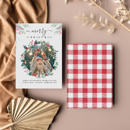 Tarjeta Pequeña Merry Christmas Personalizado Photo Mistletoe