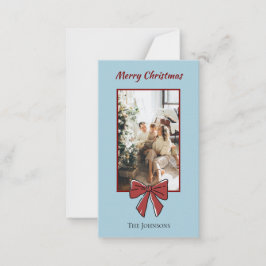 Tarjeta Pequeña Merry Christmas Personalized Note Card | Red Bow