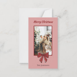 Tarjeta Pequeña Merry Christmas Personalized Note Card | Red Bow