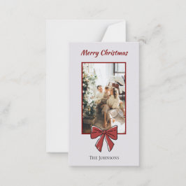 Tarjeta Pequeña Merry Christmas Personalized Note Card | Red Bow