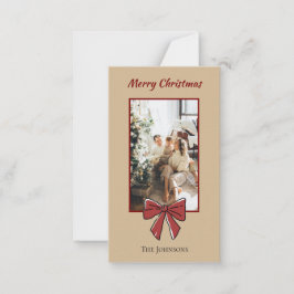 Tarjeta Pequeña Merry Christmas Personalized Note Card | Red Bow