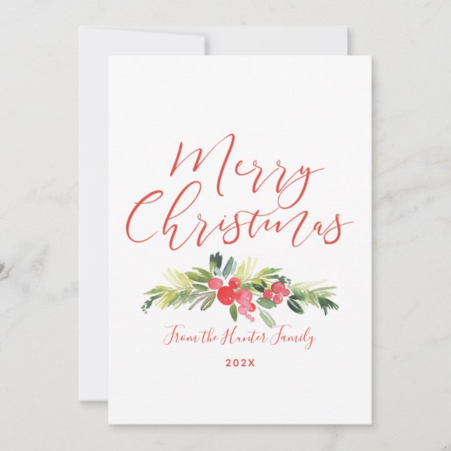 Tarjeta Pequeña Merry Mistletoe | Acuarela (Anverso)