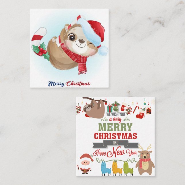 Tarjeta Pequeña Merry Slothmas (Anverso / Reverso)