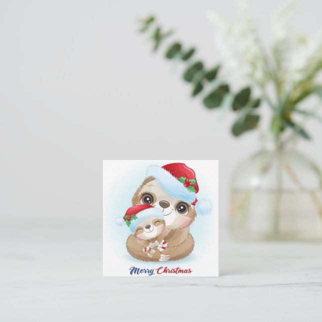 Tarjeta Pequeña Merry Slothmas (Anverso de pie)