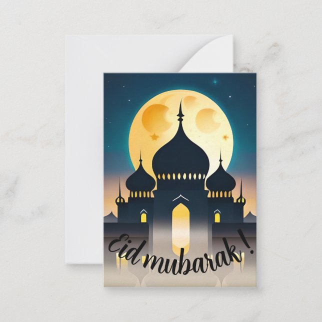 Tarjeta Pequeña ¡Mezquita eid mubarak! (Anverso)
