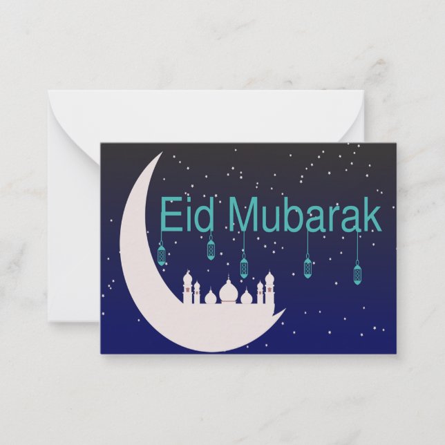 Tarjeta Pequeña Mezquita Sobre La Luna (Anverso)