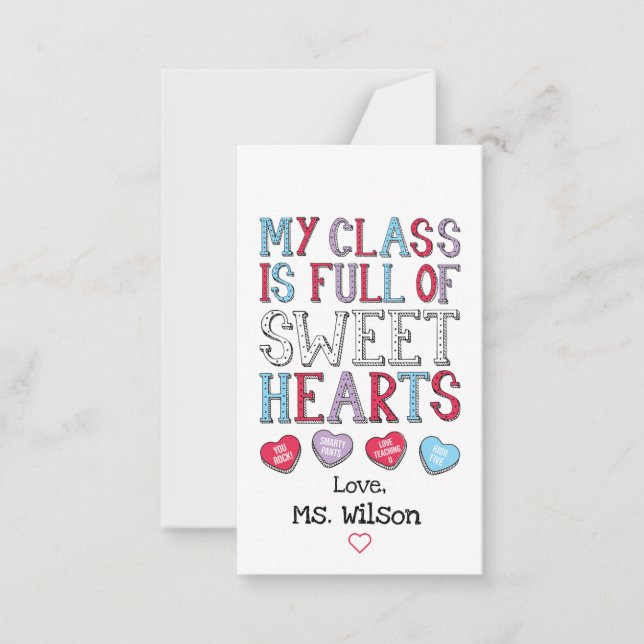Tarjeta Pequeña Mi Clase Está Llena De Corazones Estudiantiles De  (Anverso)