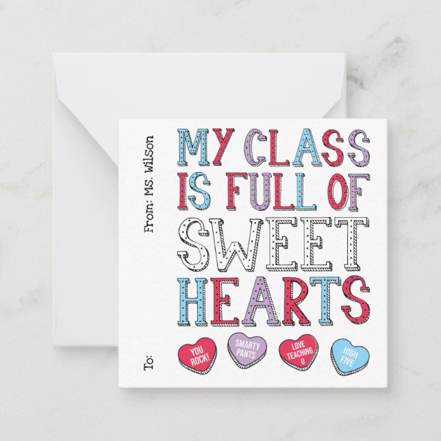 Tarjeta Pequeña Mi Clase Está Llena De Corazones Estudiantiles En  (Anverso)