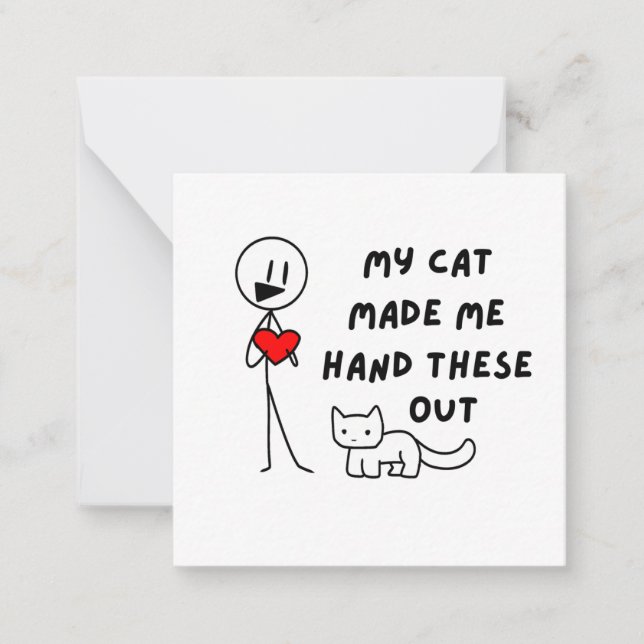 Tarjeta Pequeña Mi Gato Me Hizo Entregar Estos Divertidos Valentin (Anverso)