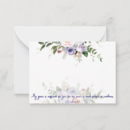 Tarjeta Pequeña Mi gracia es suficiente, floral acuarela pastel 