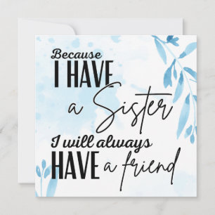 Tarjeta Pequeña Mi hermana mi amigo