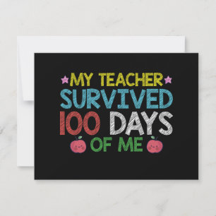 Tarjeta Pequeña Mi maestro sobrevivió al día 100 de mi escuela