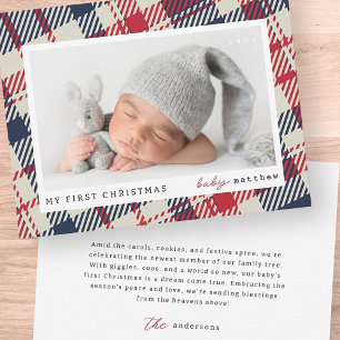 Tarjeta Pequeña Mi primera foto de bebé en la moderna Navidad