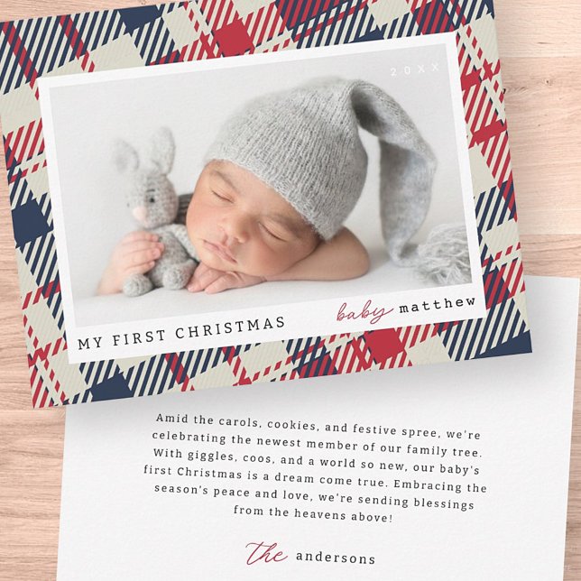 Tarjeta Pequeña Mi primera foto de bebé en la moderna Navidad (Subido por el creador)