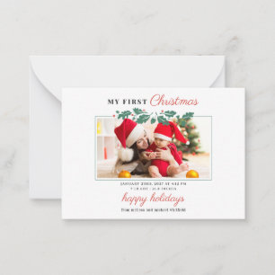 Tarjeta Pequeña Mi primera foto de bebé en Navidad