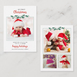 Tarjeta Pequeña Mi primera foto de nacimiento de bebé en Navidad