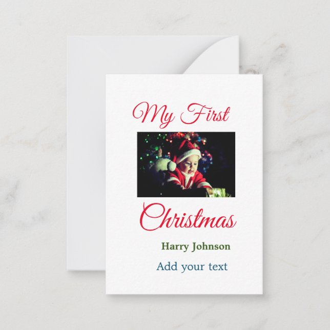 Tarjeta Pequeña Mi primera vela navideña agrega el nombre de la fo (Anverso)