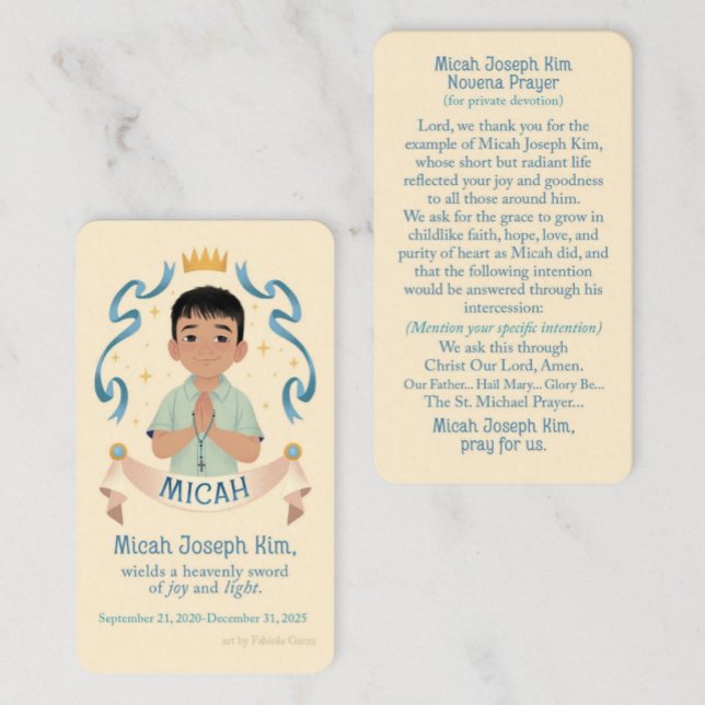Tarjeta Pequeña Micah J. Kim Novena Card (Subido por el creador)