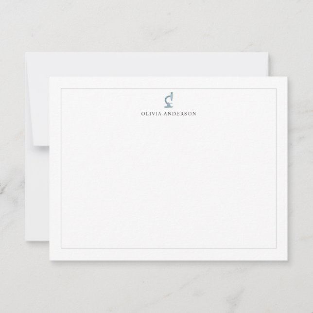Tarjeta Pequeña Microscopio Científico Borde Gris Personalizado (Anverso)