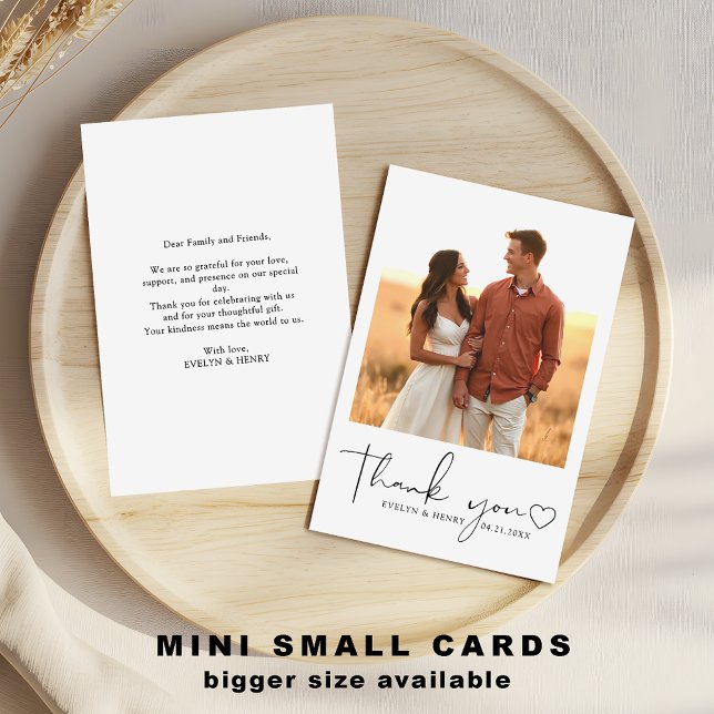 Tarjeta Pequeña Mini agradecimiento de foto de corazón de guión mi (Subido por el creador)