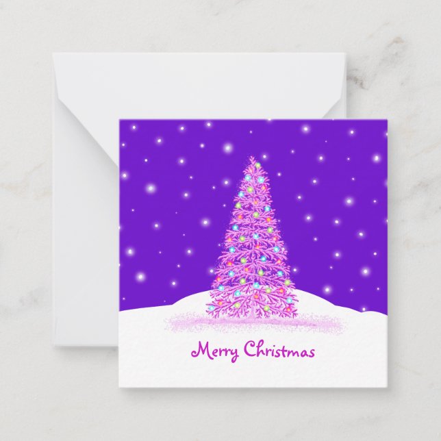 Tarjeta Pequeña Mini Árbol de Navidad de color rosa (Anverso)