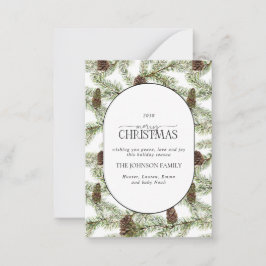 Tarjeta Pequeña Mini arco moderno invierno Pine Cone Feliz Navidad