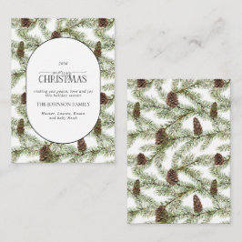 Tarjeta Pequeña Mini arco moderno invierno Pine Cone Feliz Navidad