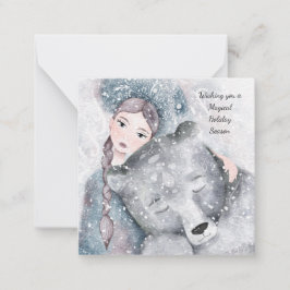 Tarjeta Pequeña MINI Bear Bear Snow Princess Bleak Midwinter Holid
