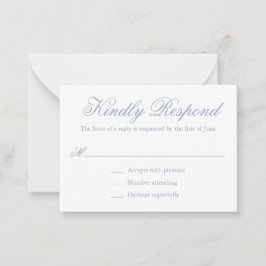 Tarjeta Pequeña Mini Boda formal Dusty Azul Tradicional RSVP