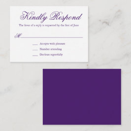 Tarjeta Pequeña Mini boda formal púrpura tradicional RSVP