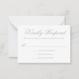 Tarjeta Pequeña Mini boda formal tradicional Sage Green RSVP
