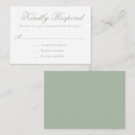 Tarjeta Pequeña Mini boda formal tradicional Sage Green RSVP