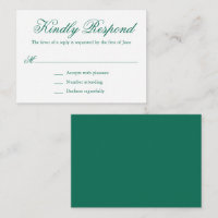 Mini boda formal tradicional verde esmeralda RSVP