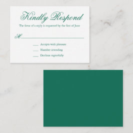 Tarjeta Pequeña Mini boda formal tradicional verde esmeralda RSVP