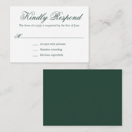 Tarjeta Pequeña Mini boda formal tradicional verde forestal RSVP