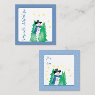 Tarjeta Pequeña Mini De Nieve Azul Y Blanco